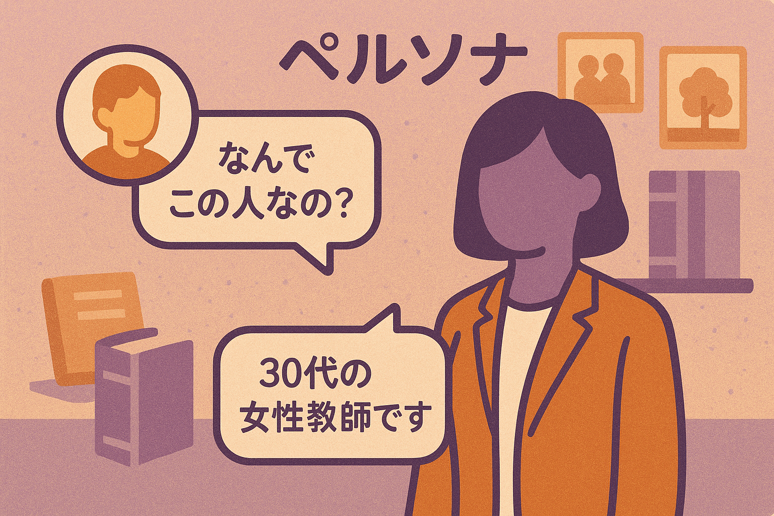 ペルソナ設定の対話シーンイラスト