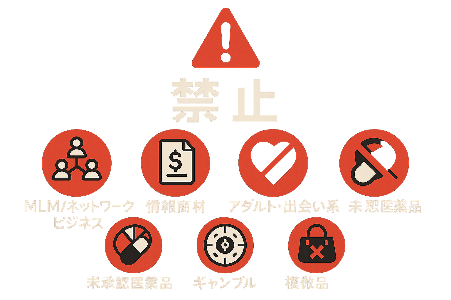 禁止業種レッドリスト - MLM、情報商材、アダルトなど高リスクカテゴリの可視化
