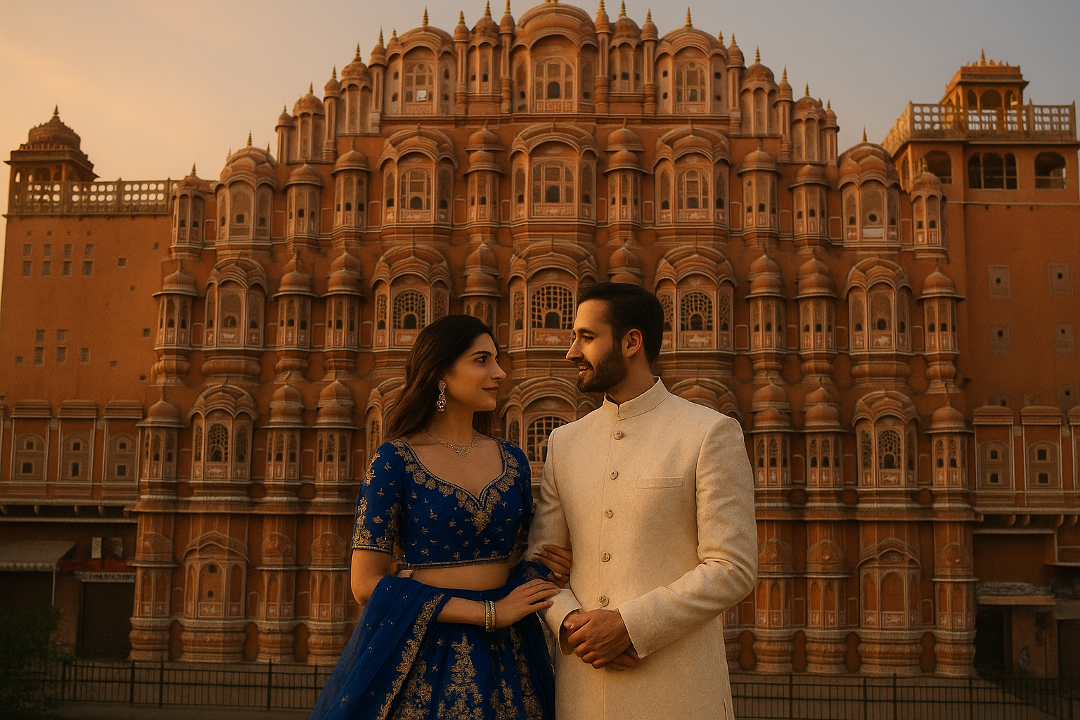 Hawa Mahal Couple Portrait