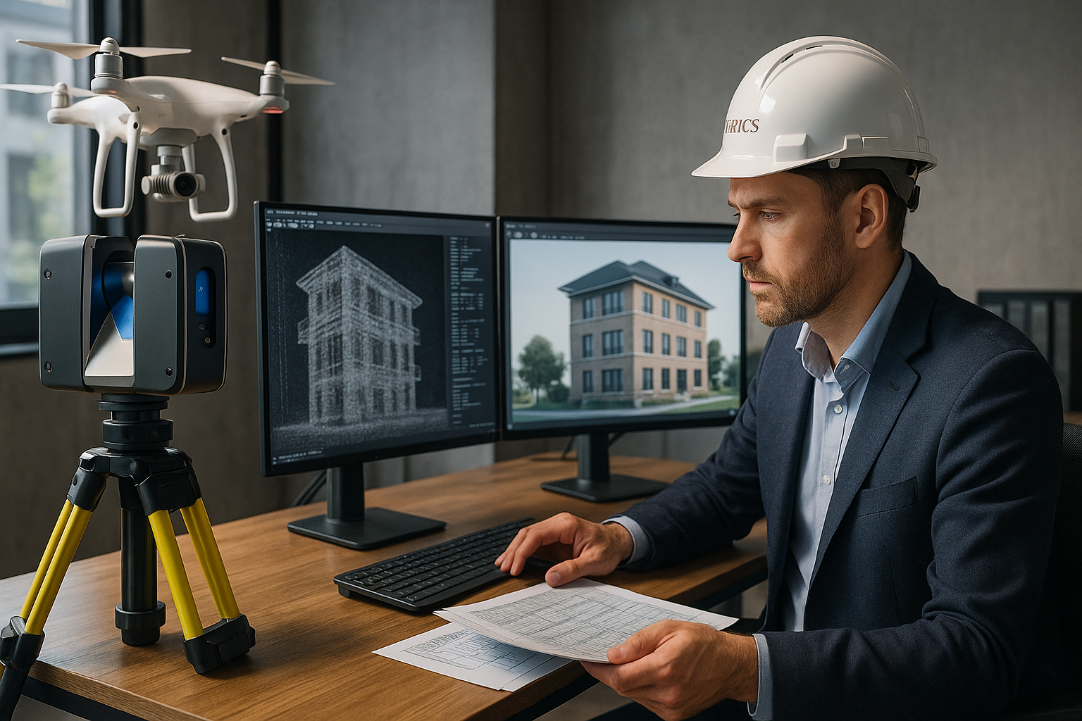 Suffolk surveyor using modern technology