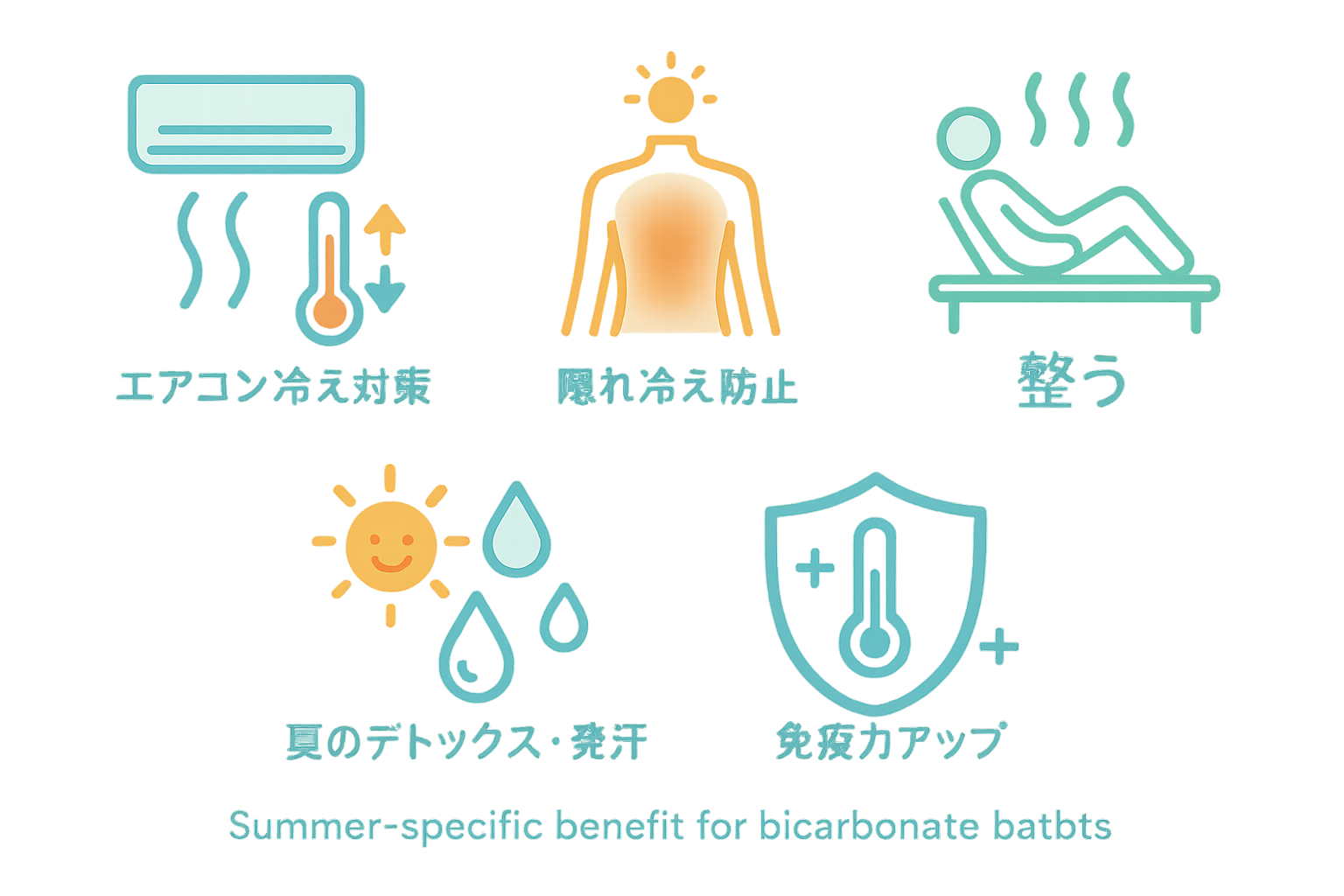 夏の重炭酸温浴効果アイコン