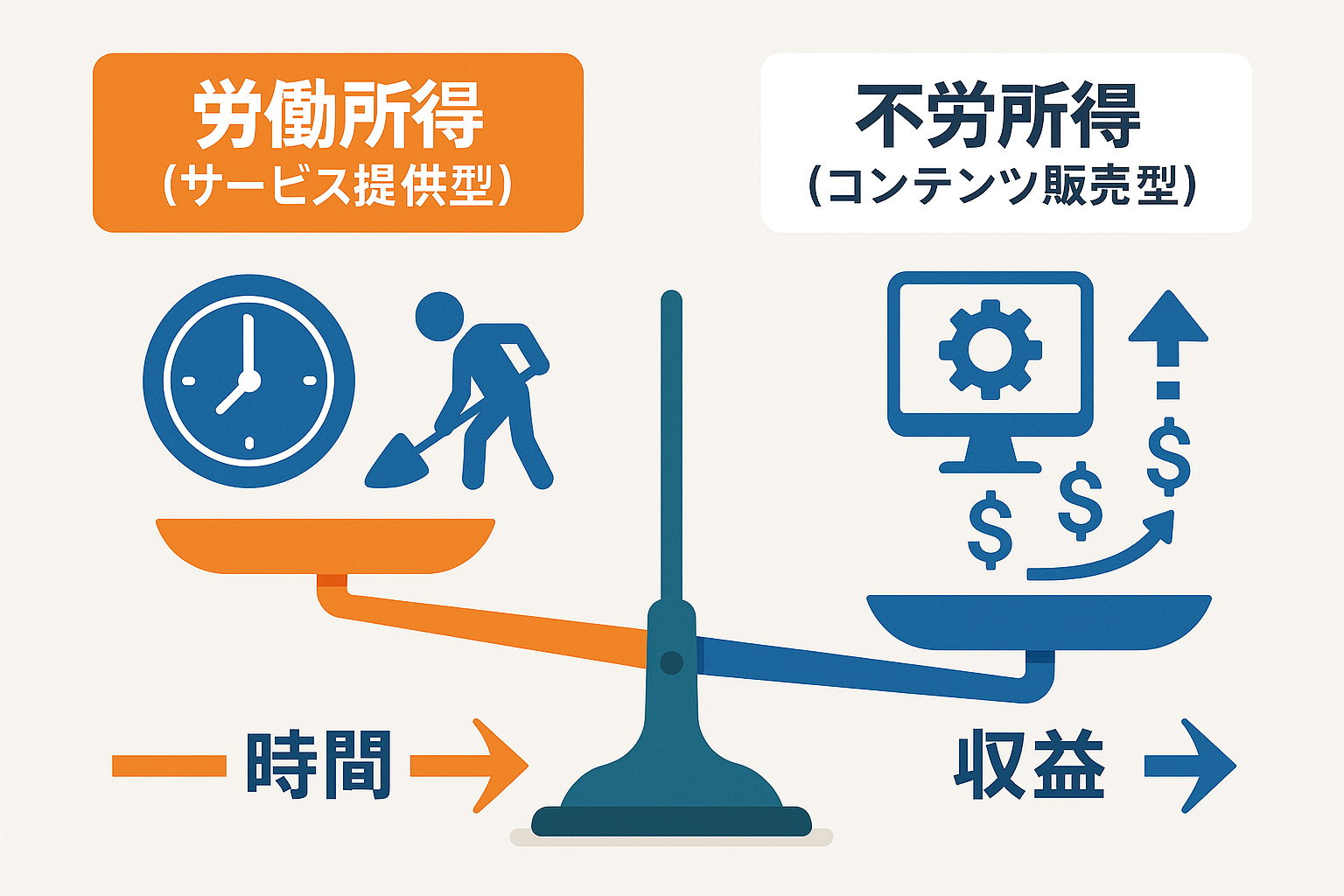 不労所得と労働所得の比較図