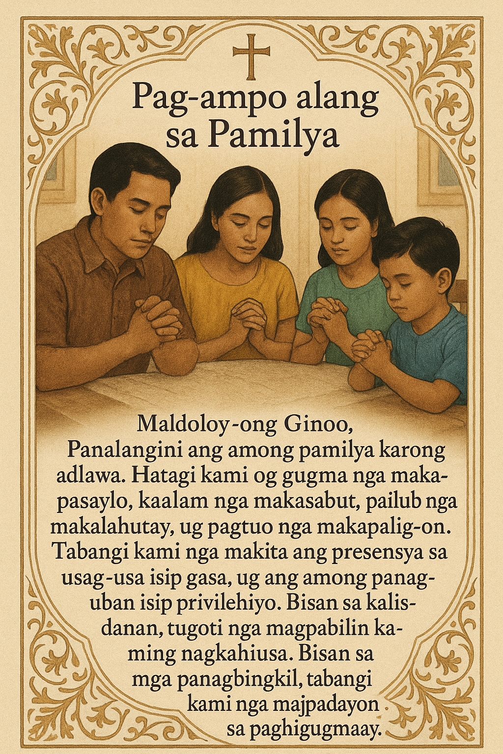 Pag-ampo alang sa Pamilya - Bisaya Prayer Card