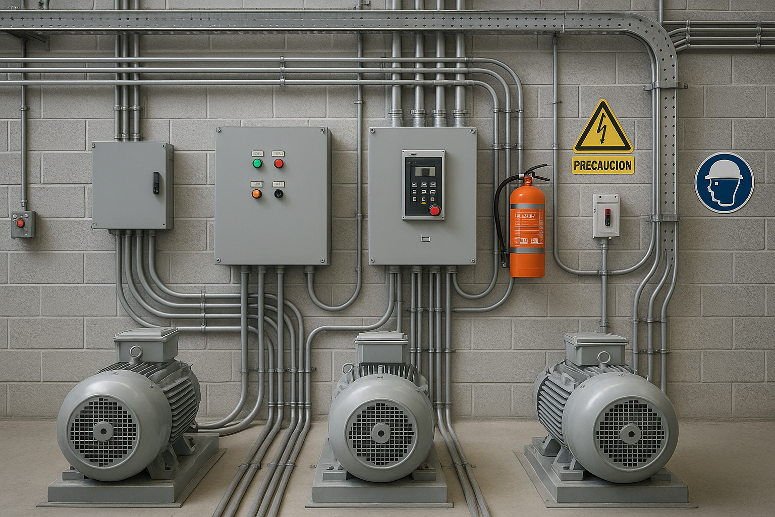 Instalación eléctrica industrial con sistemas de control