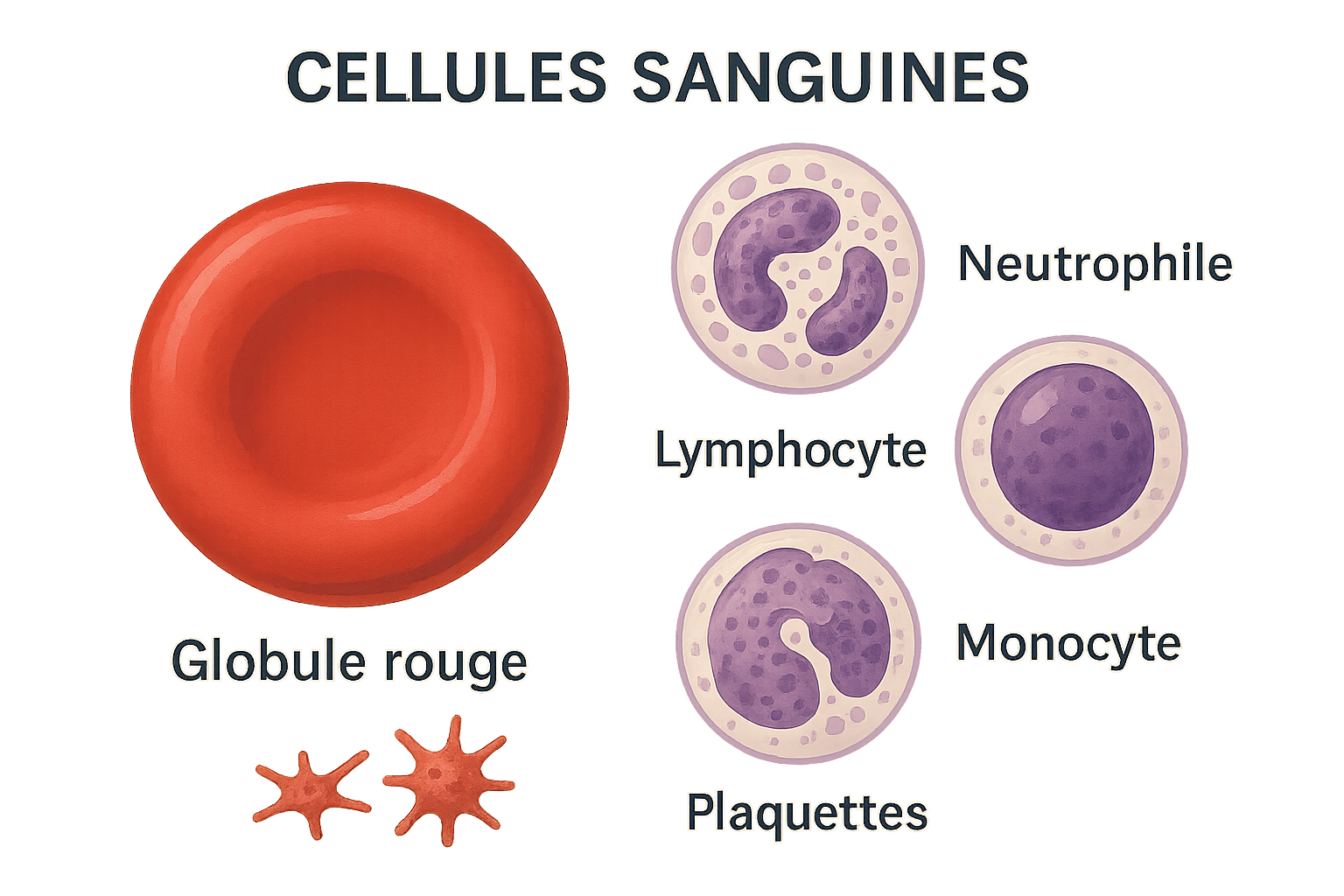 SCHÉMA MÉDICAL ÉDUCATIF DES CELLULES SANGUINES