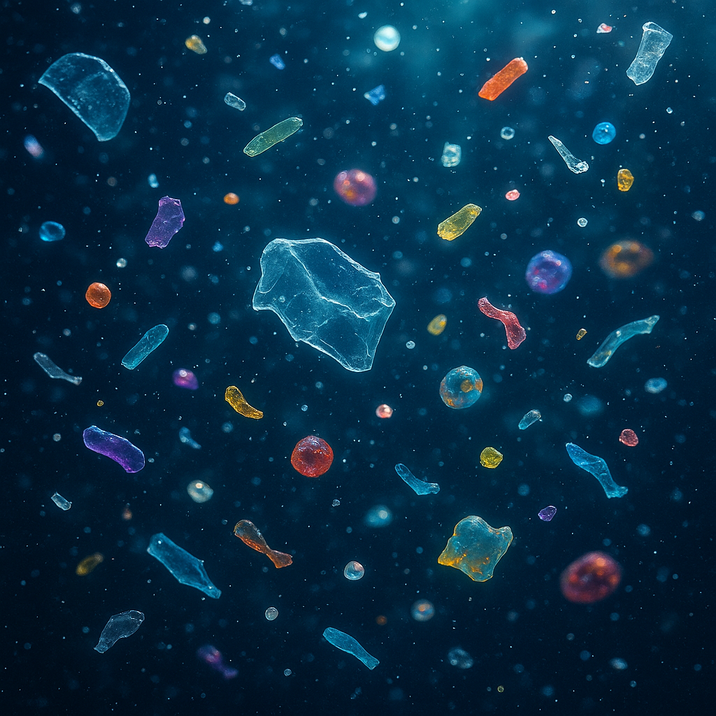 Visualizzazione scientifica delle microplastiche marine