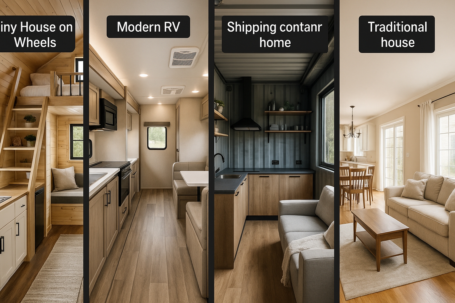 Interior comparison of different housing options