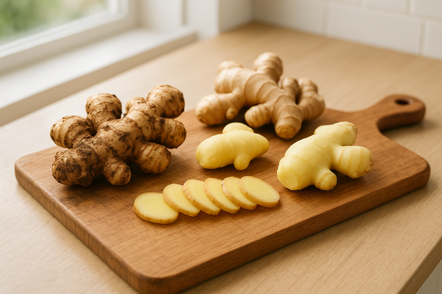 다양한 형태의 신선한 생강