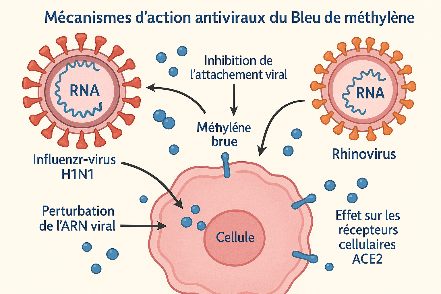 Mécanismes antiviraux du bleu de méthylène