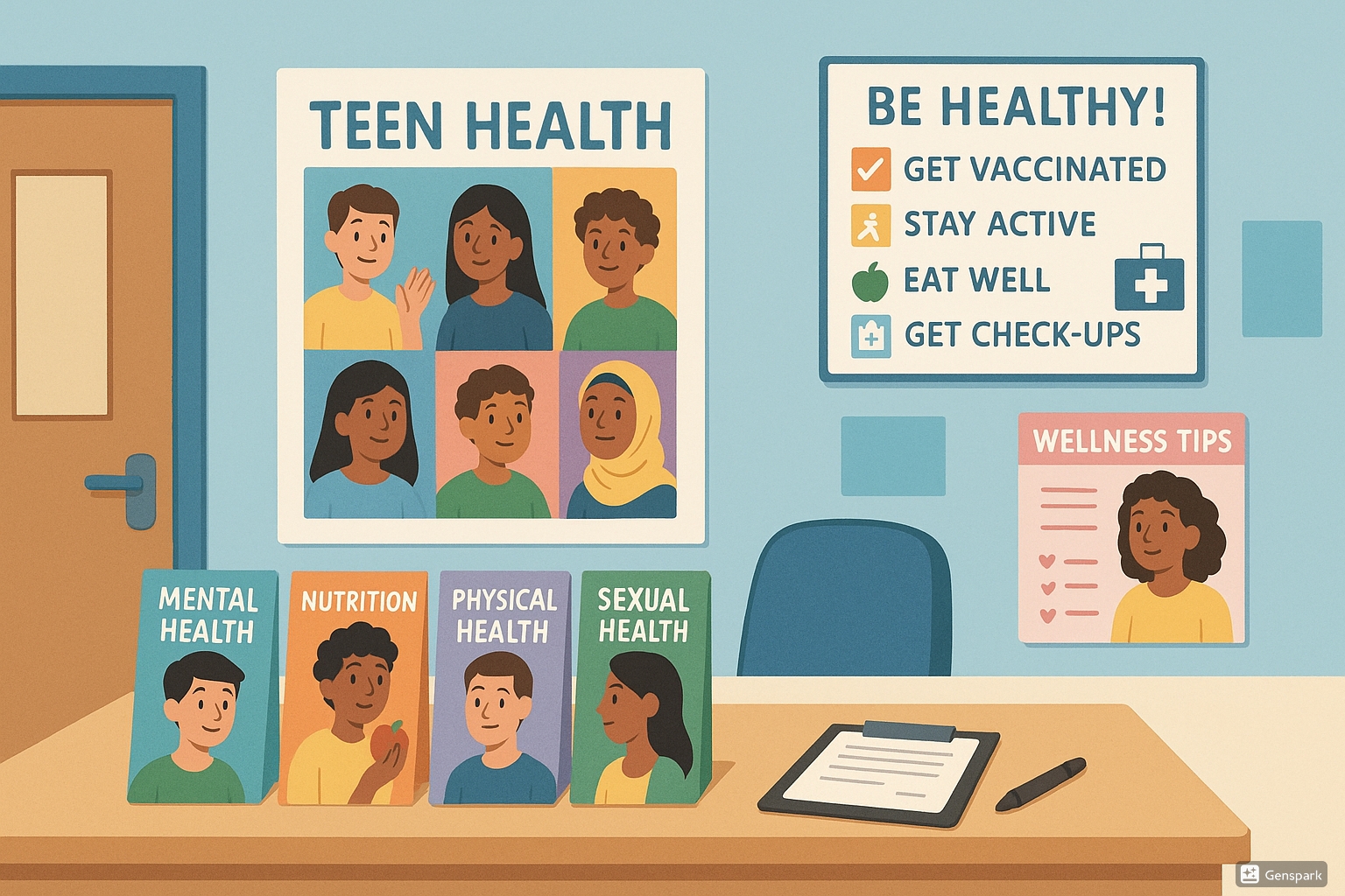 Community health center with adolescent health educational materials