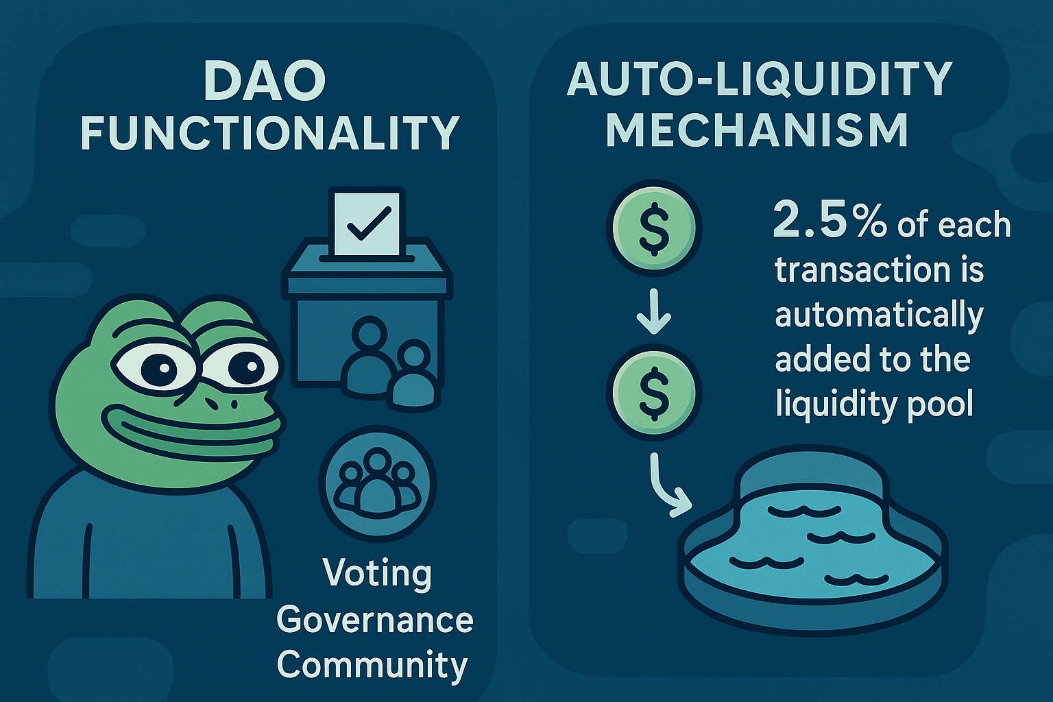 Neo PepeのDAO機能と自動流動性メカニズム