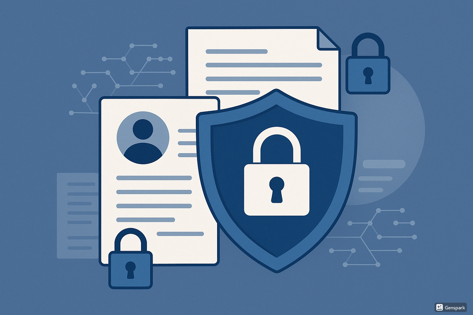 Protección de datos personales con escudo y candados de seguridad