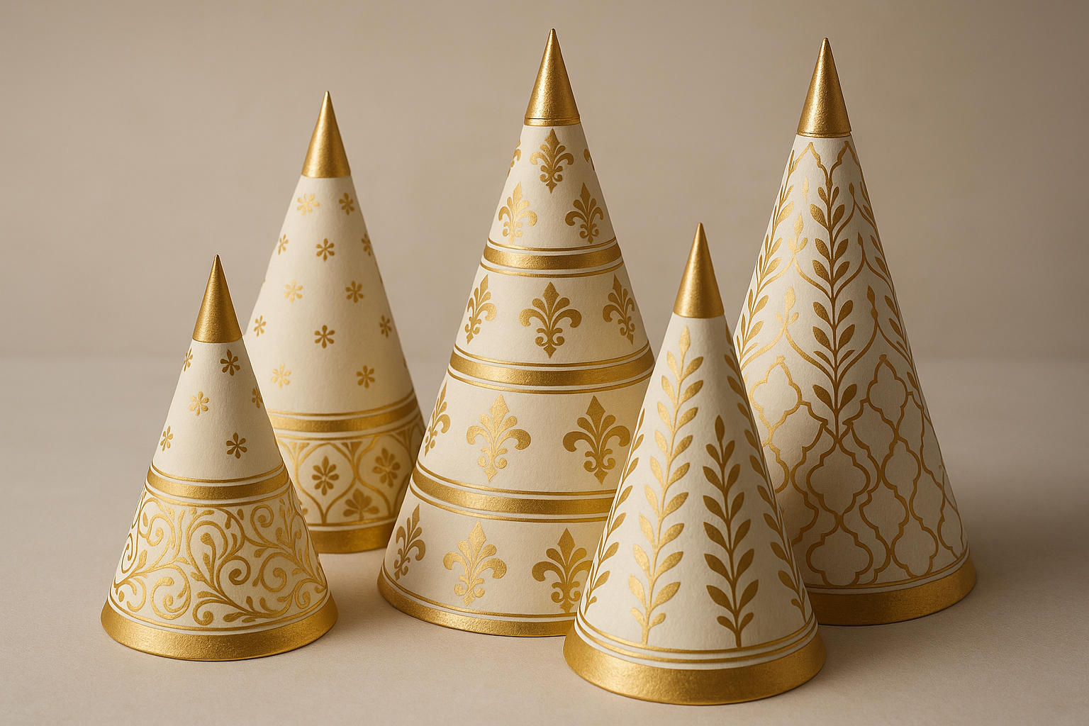 Premium Christmas Paper Tree Cone Ornaments Collection