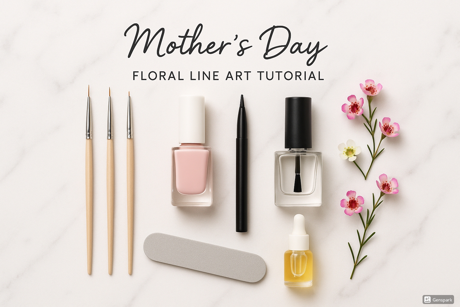 Nail art supplies flatlay