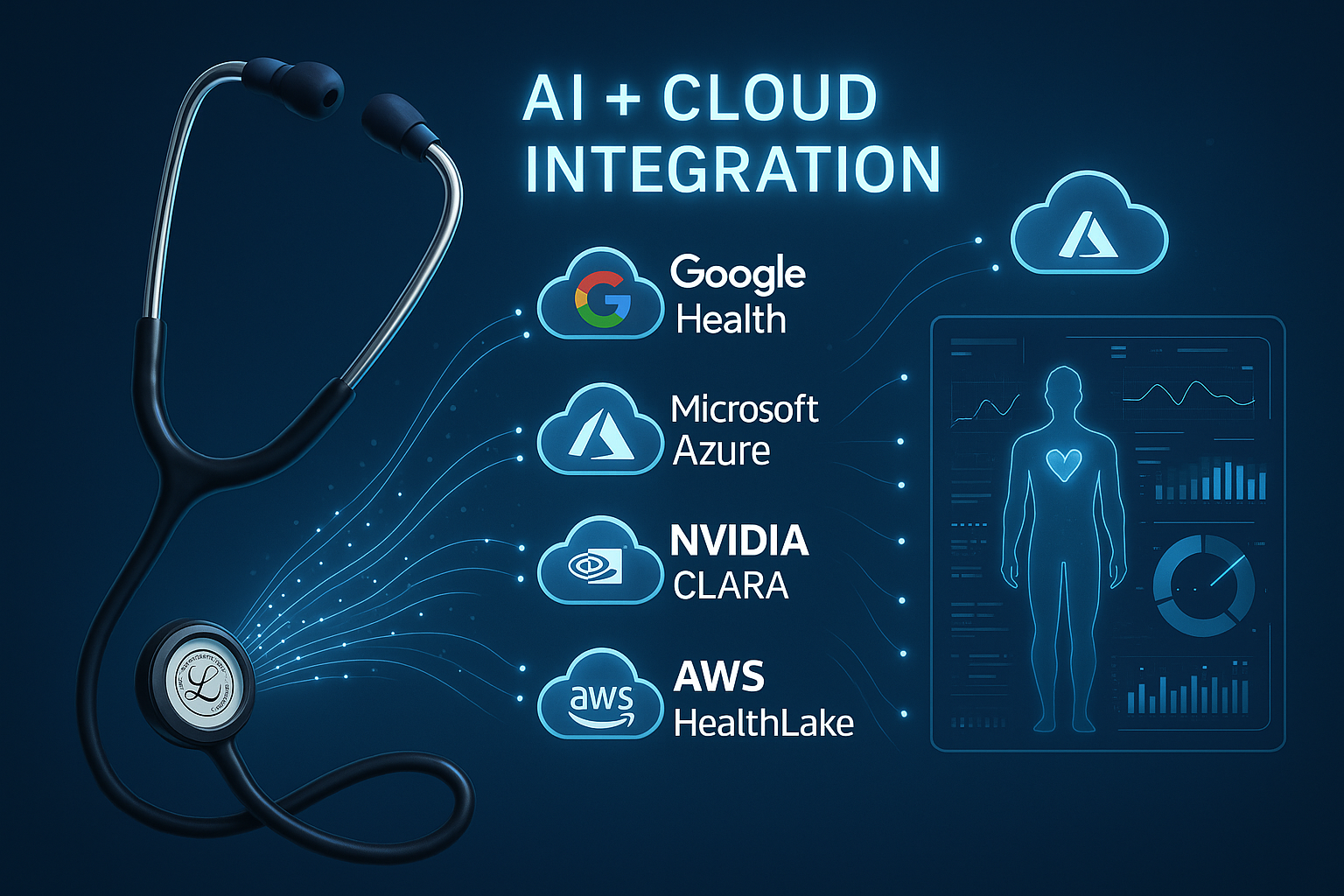 Medical AI cloud integration concept visualization