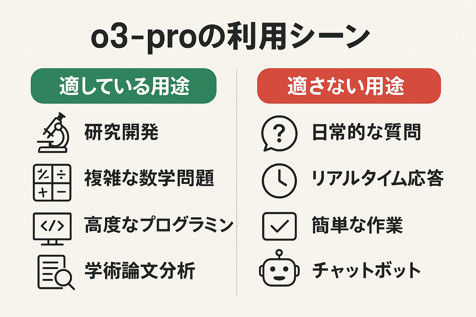o3-proの適用シーンを示すインフォグラフィック