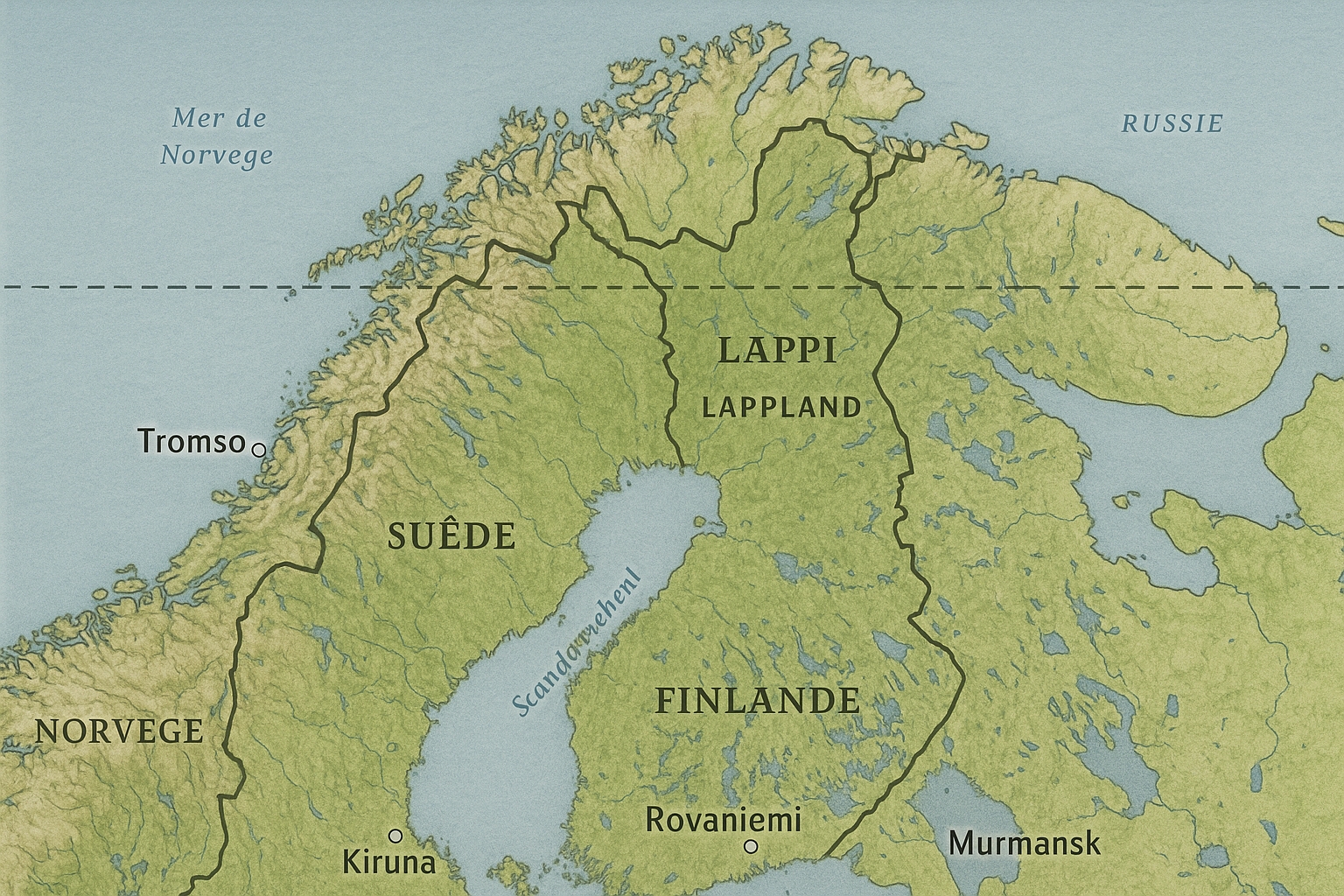 Carte détaillée de la Laponie