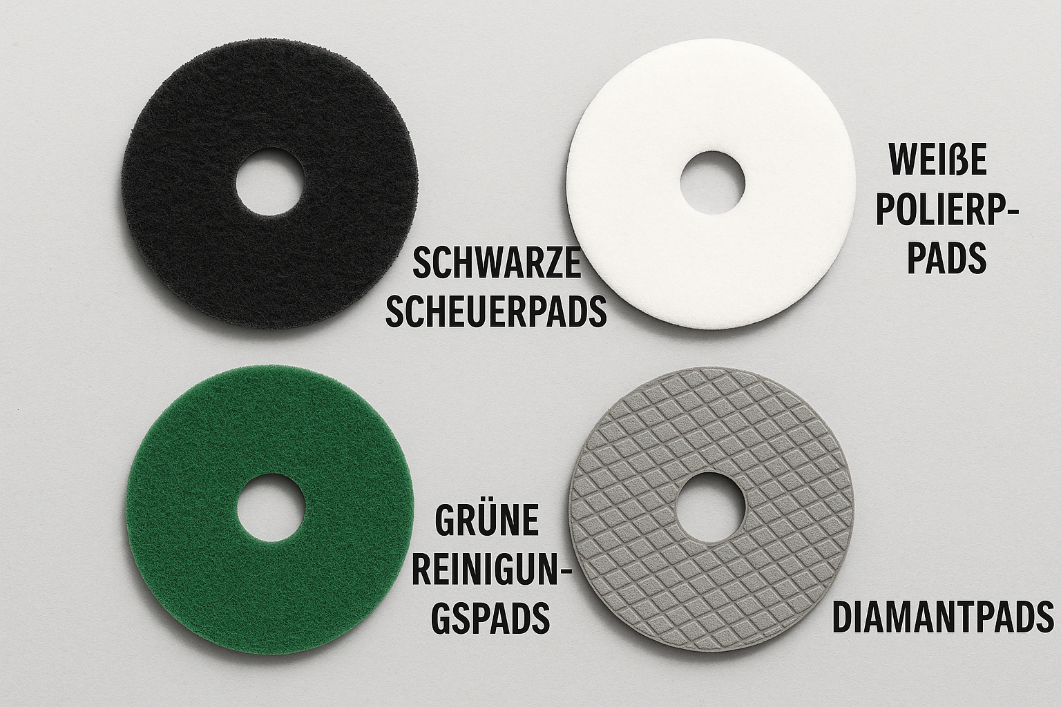 Verschiedene Reinigungspads für Einscheibenmaschinen - Übersicht der Pad-Arten