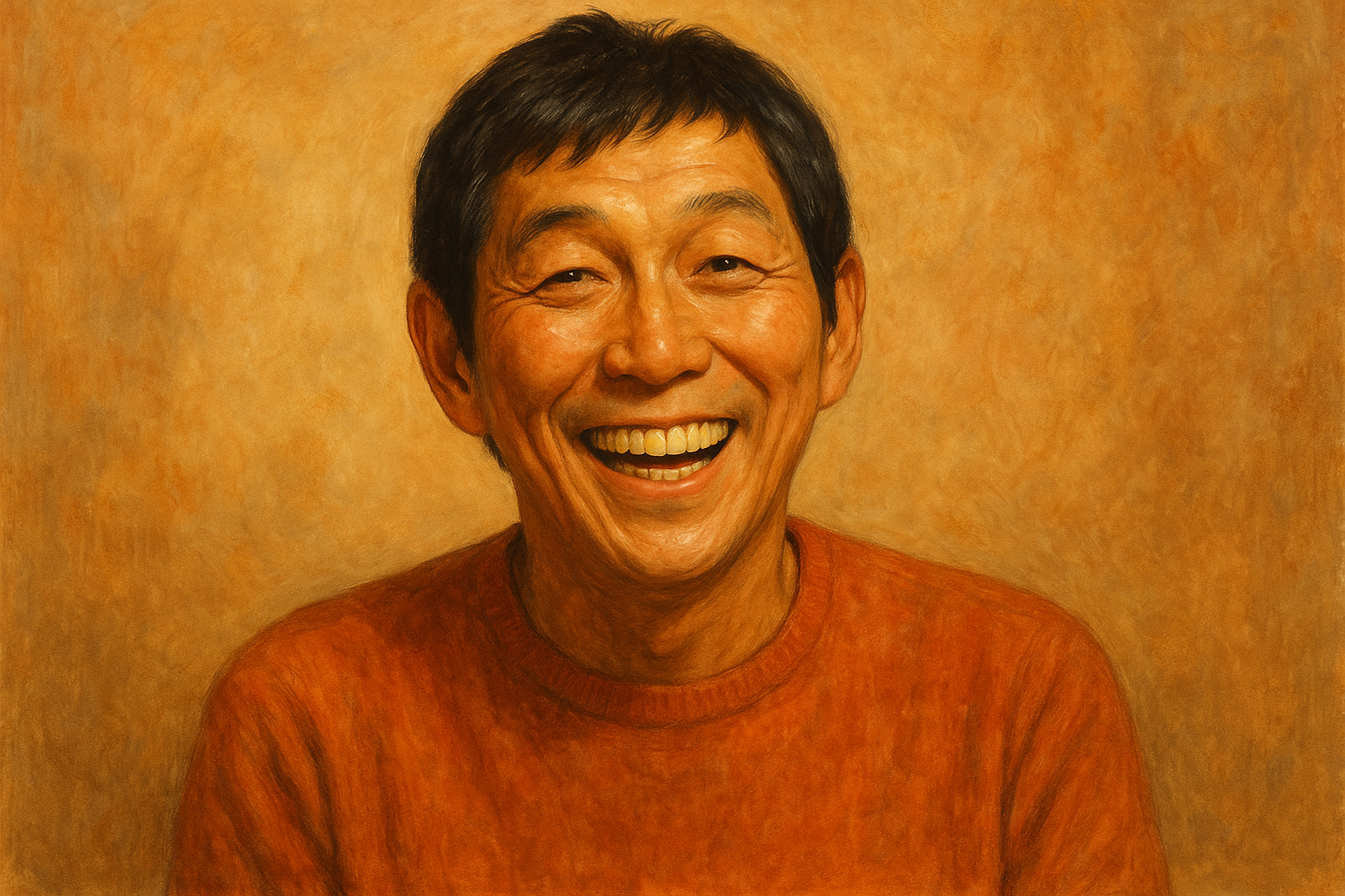 明石家さんまをイメージしたお笑い芸人の温かな笑顔