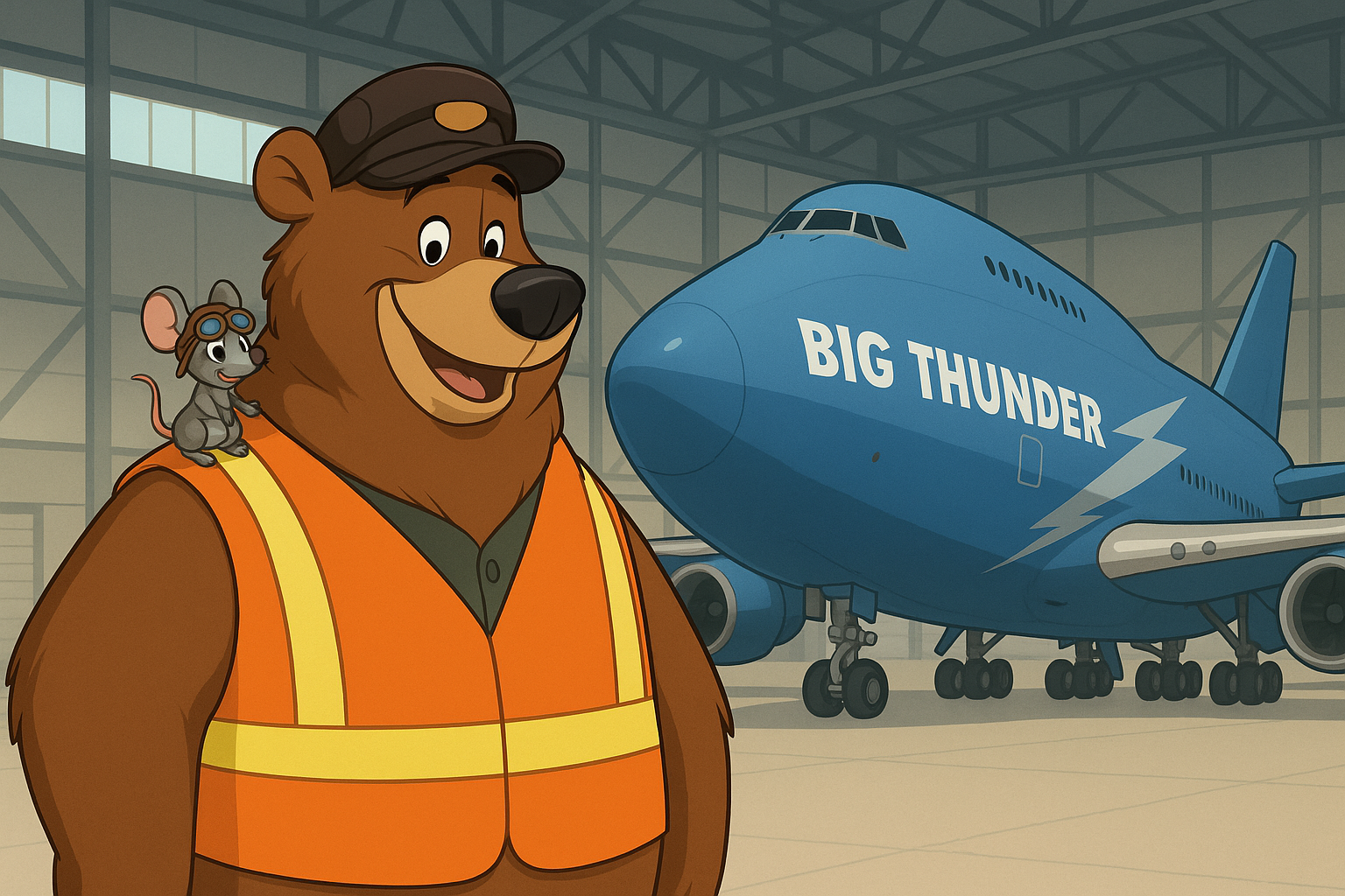 Cargo the Bear with Big Thunder cargo jet