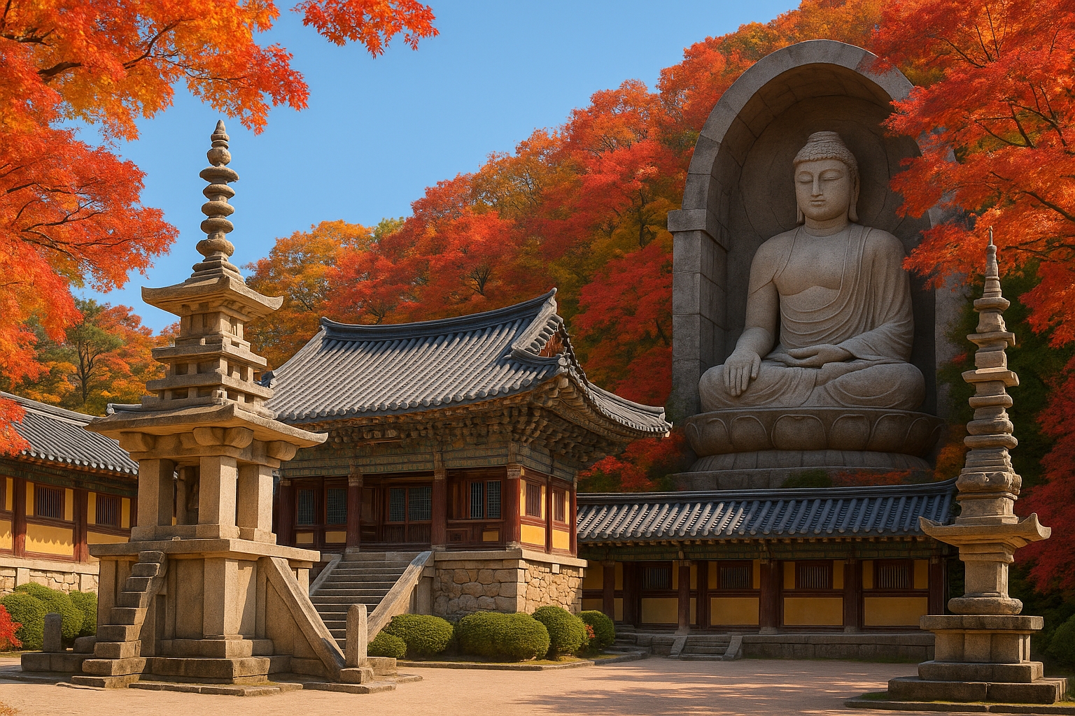경주 불국사와 석굴암의 아름다운 전경