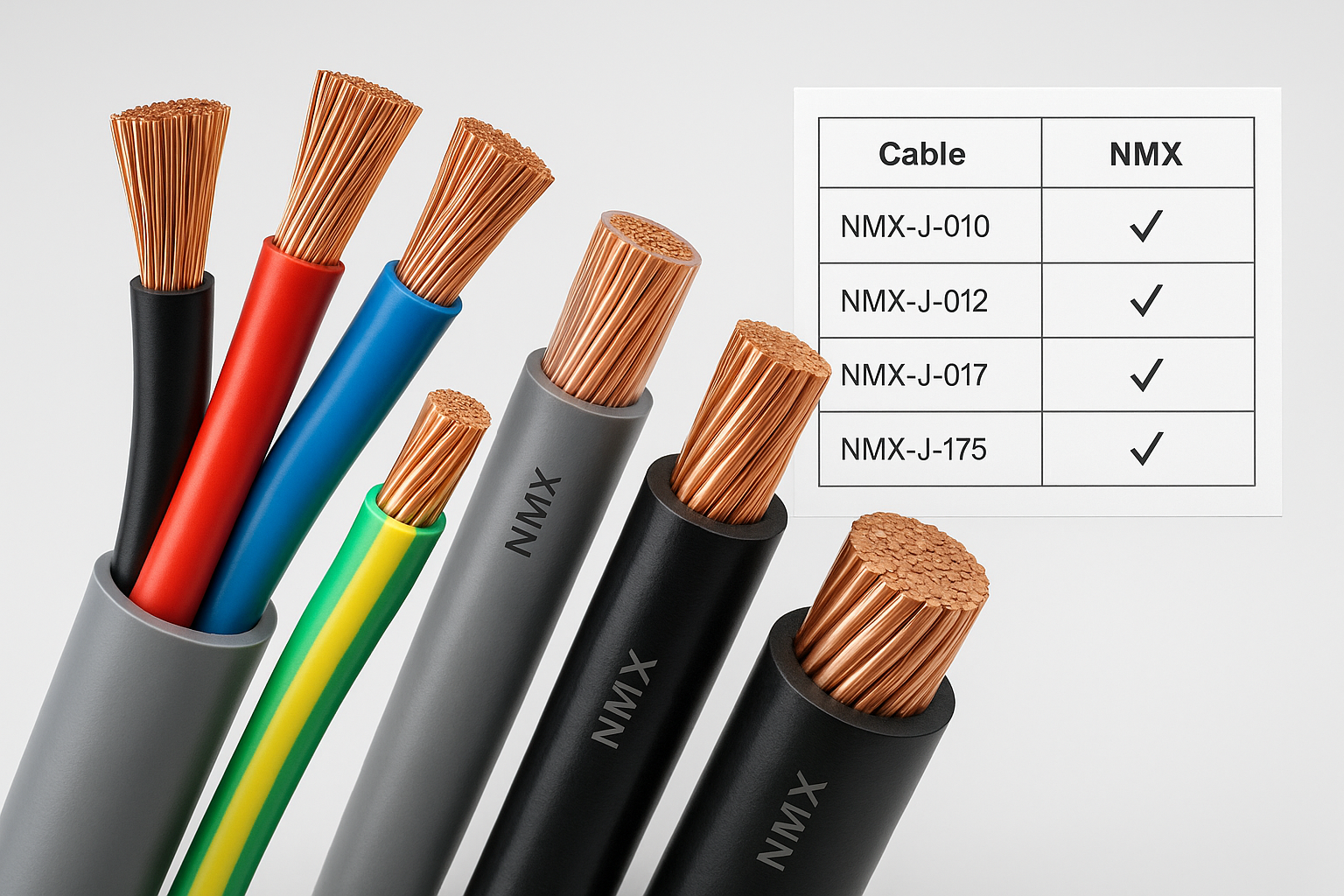 Cables eléctricos y conductores con especificaciones NMX