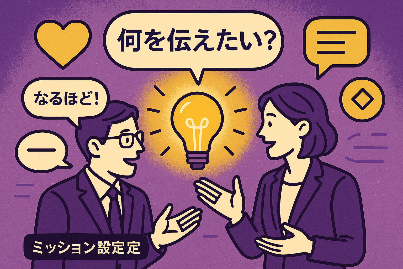 理念・ミッション設定の対話シーンイラスト