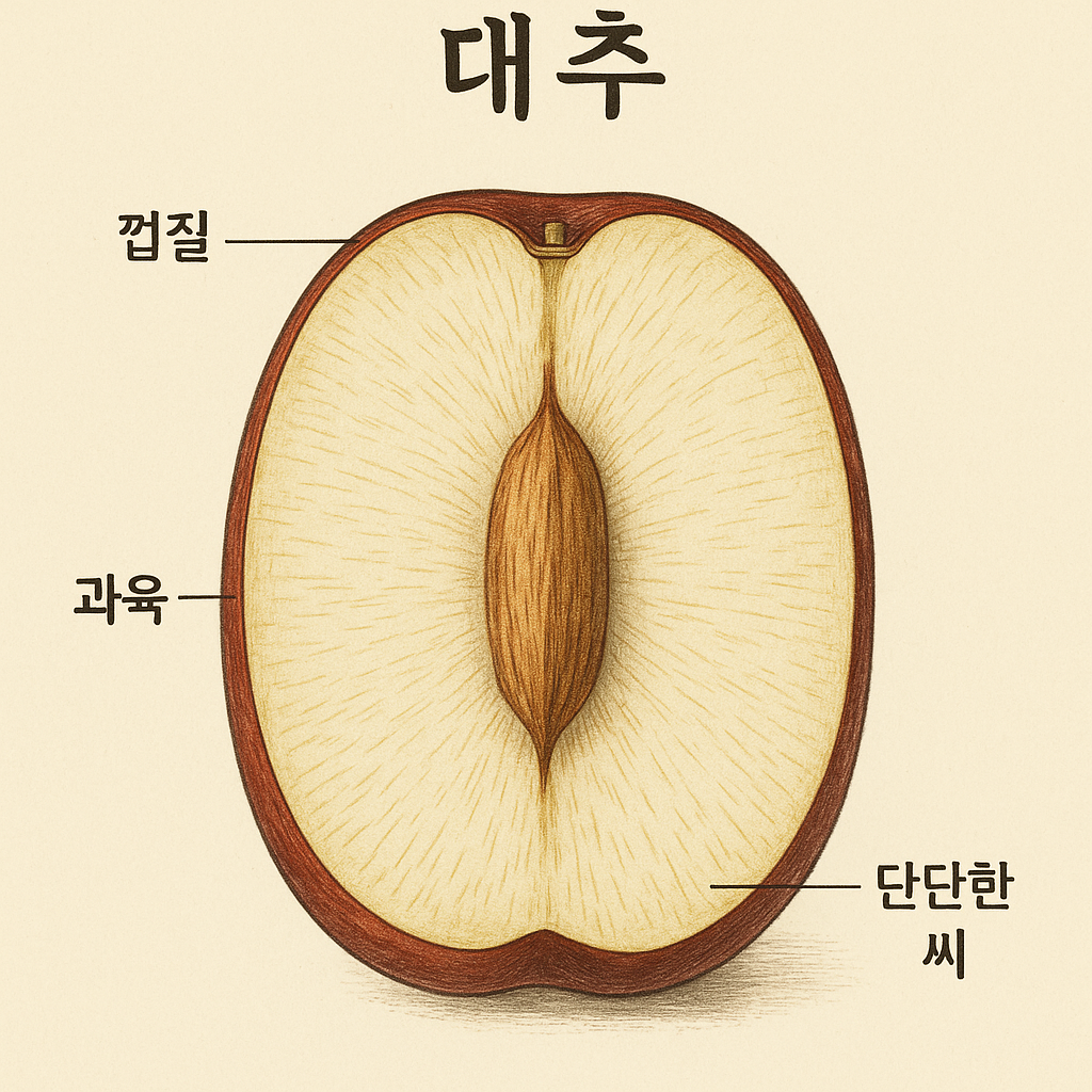 대추 열매의 단면 구조도