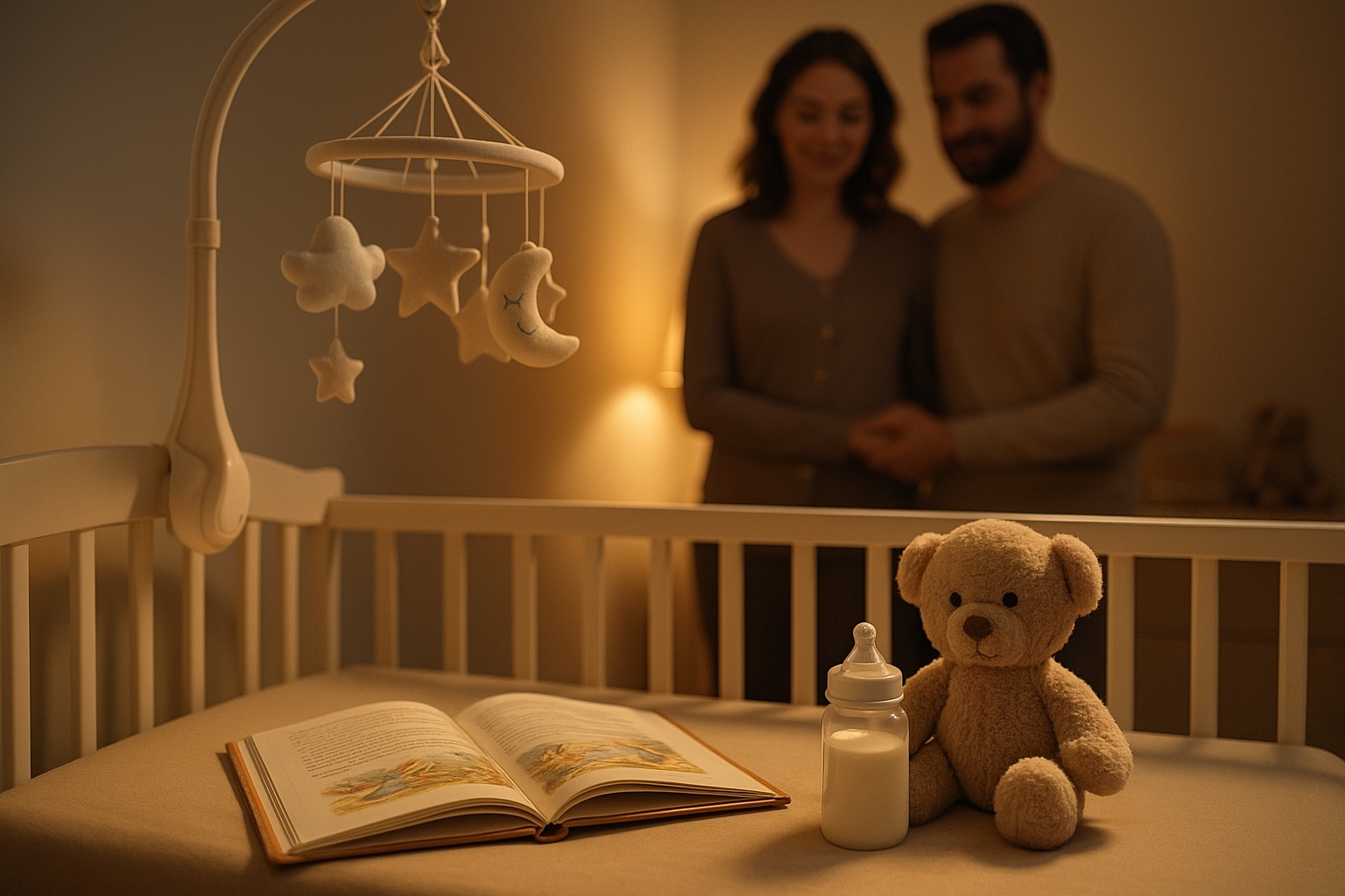 Rituel du coucher apaisant - livre d'histoires, peluche doudou et ambiance chaleureuse