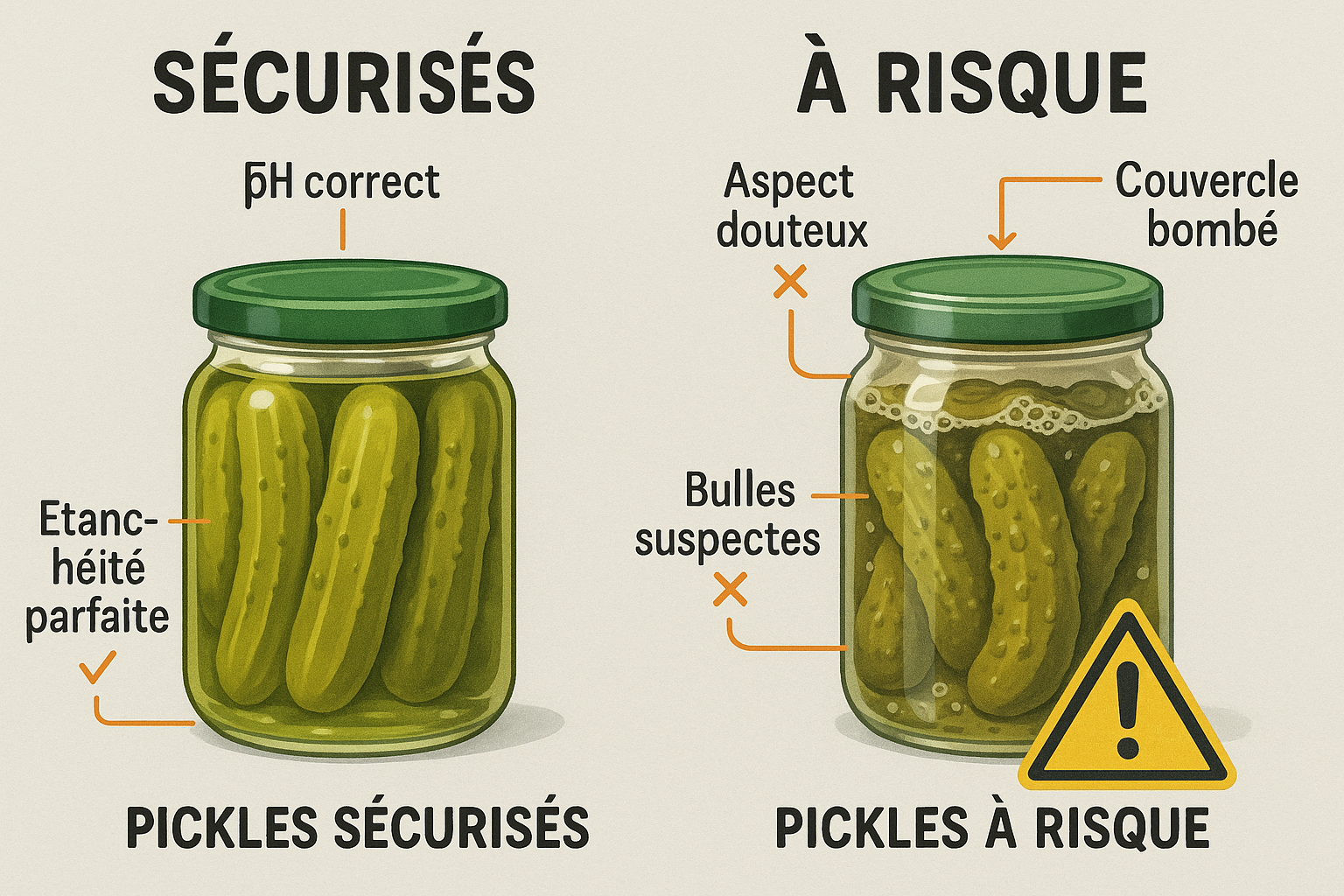 COMPARAISON PICKLES SÛRS VS À RISQUE