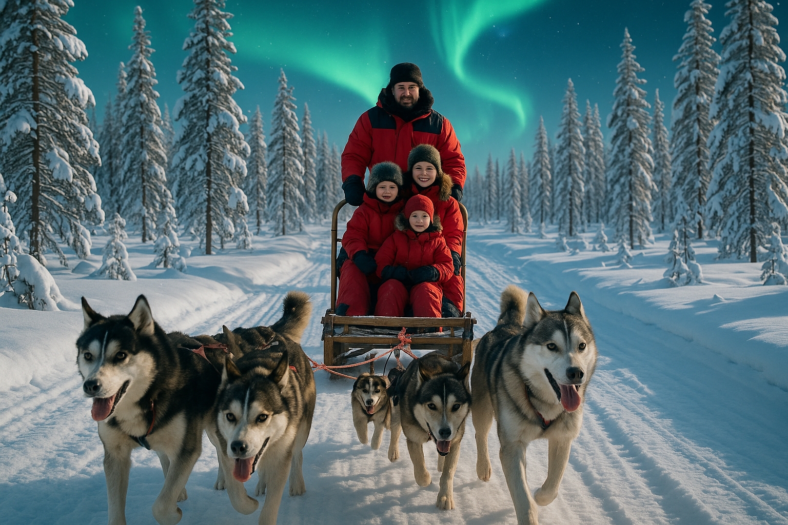 Traîneau à chiens en Laponie