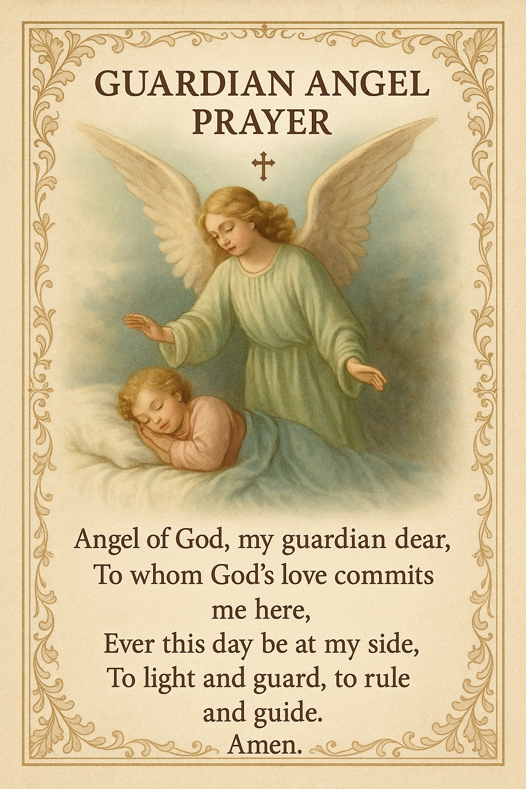 Guardian Angel Prayer - Printable Catholic Prayer Card