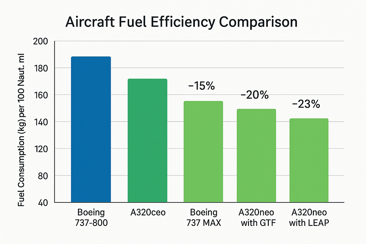 Aircraft Fuel Efficiency Performance Comparison
