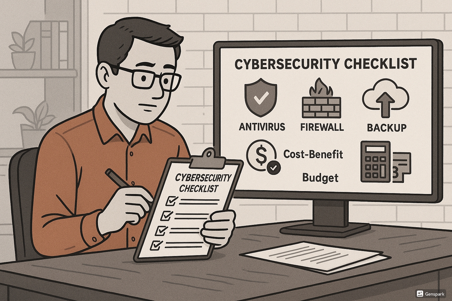 Propietario de empresa implementando soluciones de ciberseguridad