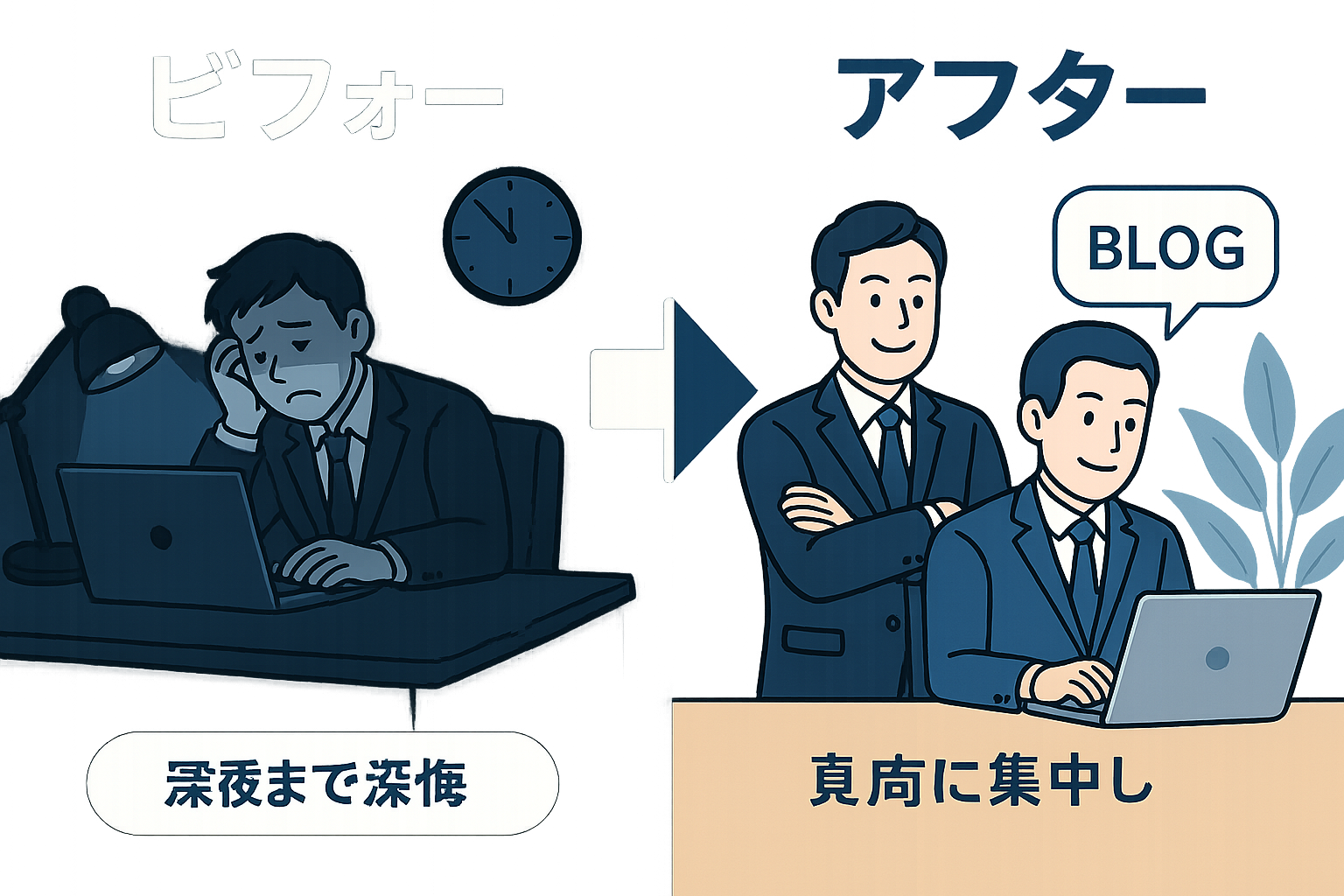 Before/After比較 - AIクローン導入前後の働き方の変化