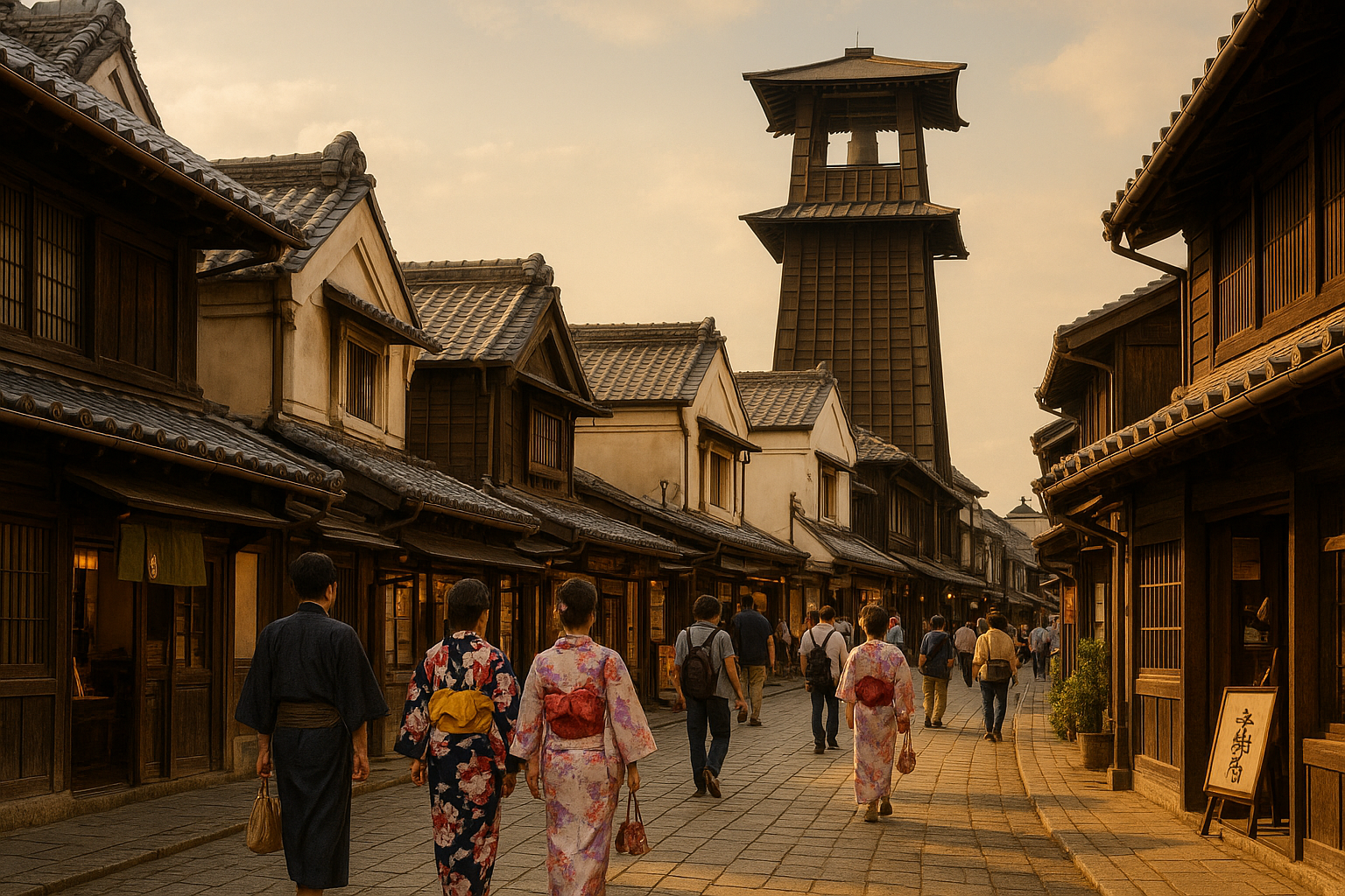 Kawagoe Little Edo traditional kurazukuri buildings and bell tower
