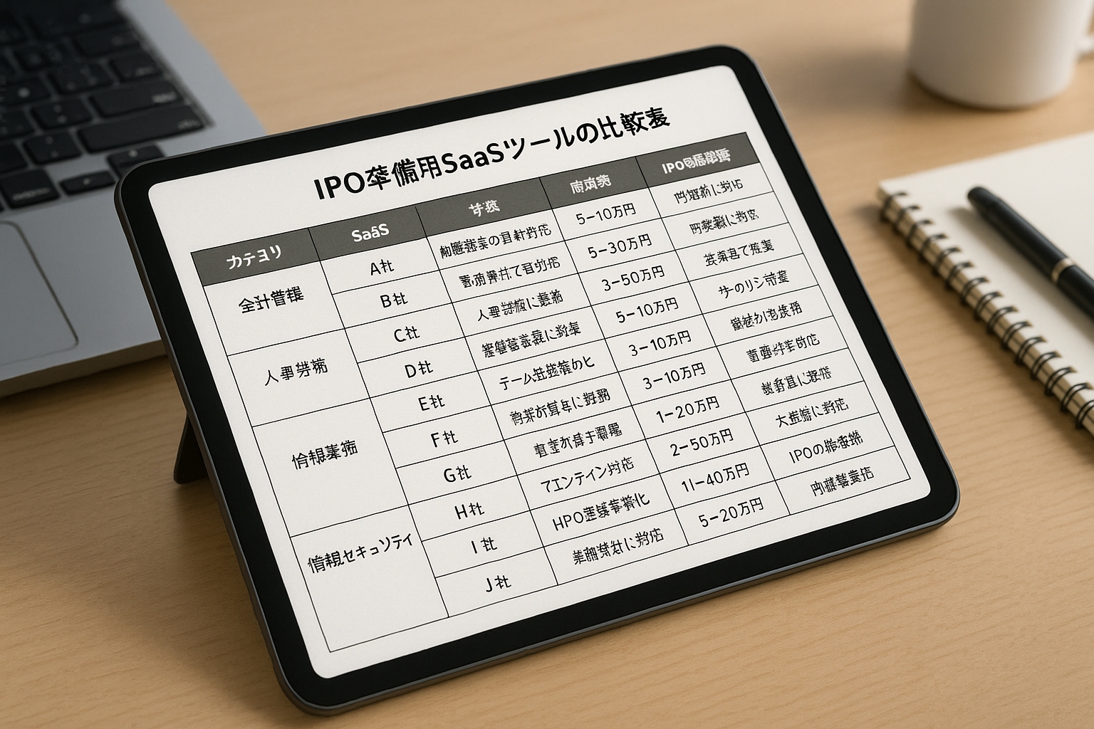 IPO準備用SaaSツール比較表