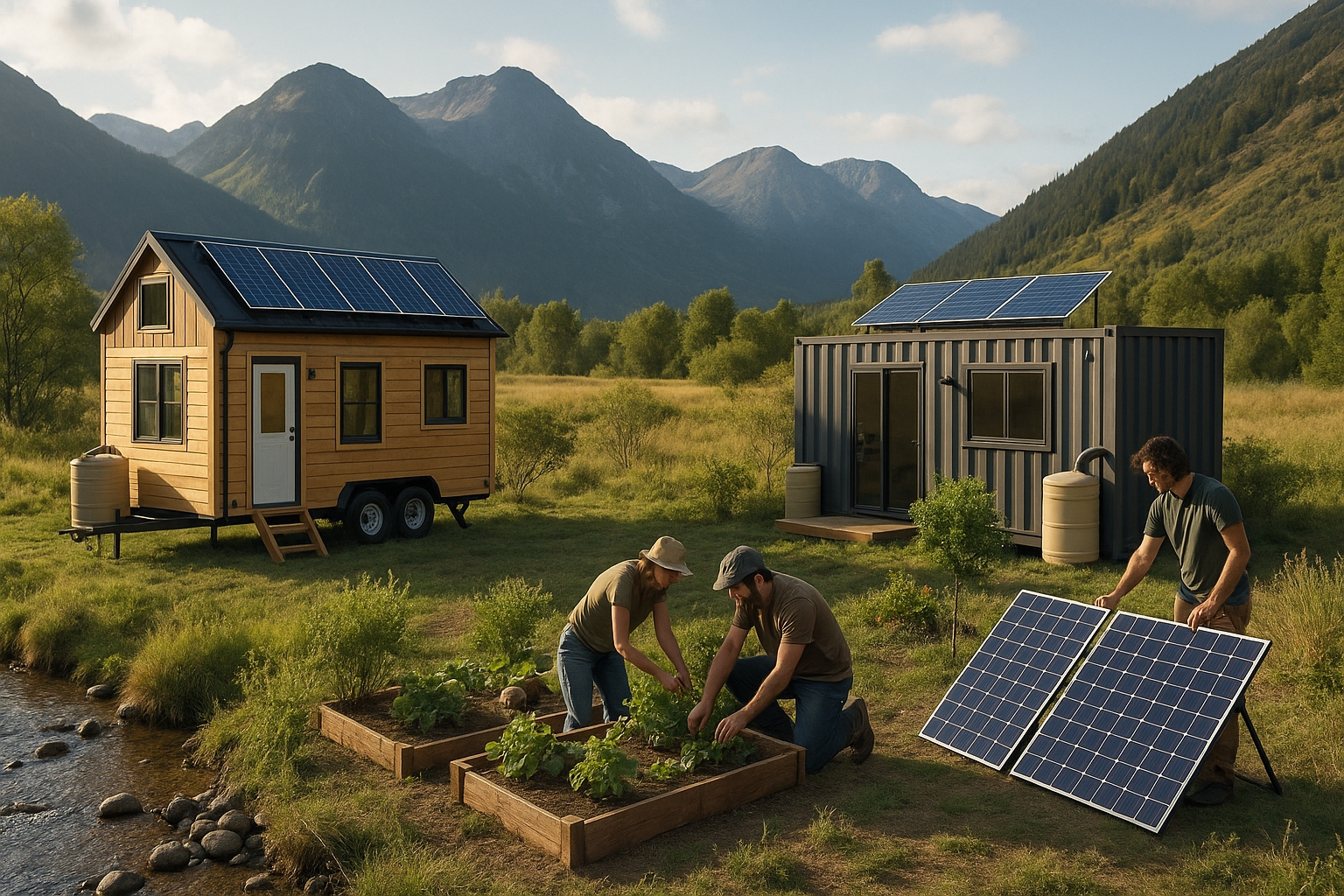 Off-grid sustainable living with alternative housing