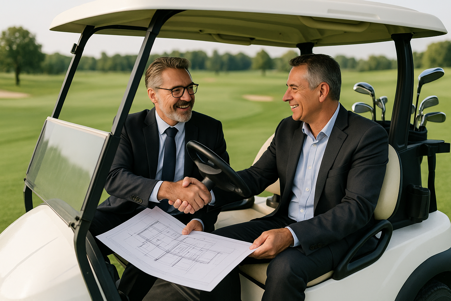 ゴルフコースでのビジネス商談