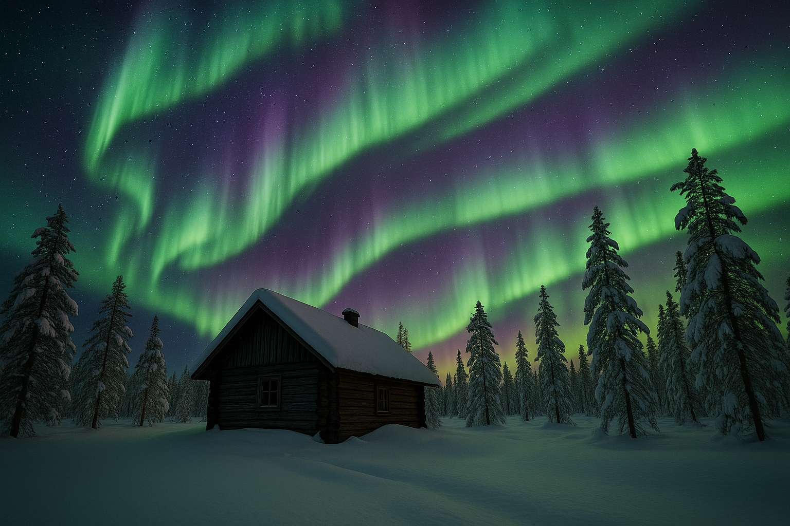 Aurores boréales en Laponie