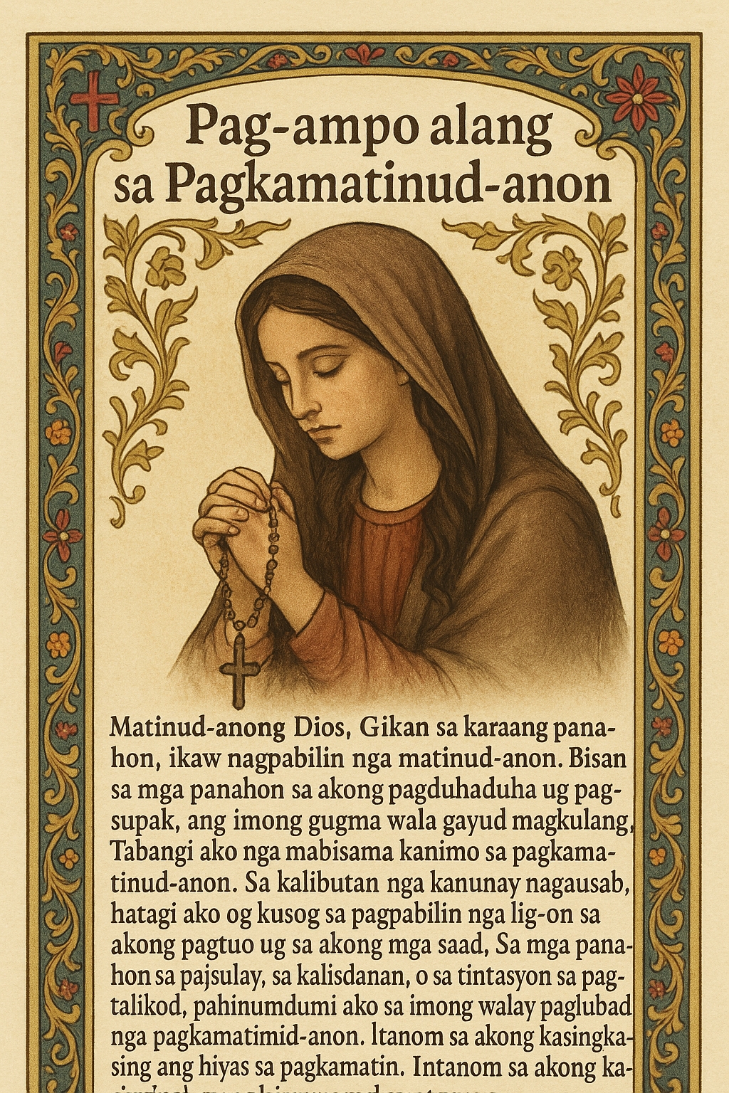 Bisaya prayer card for faithfulness