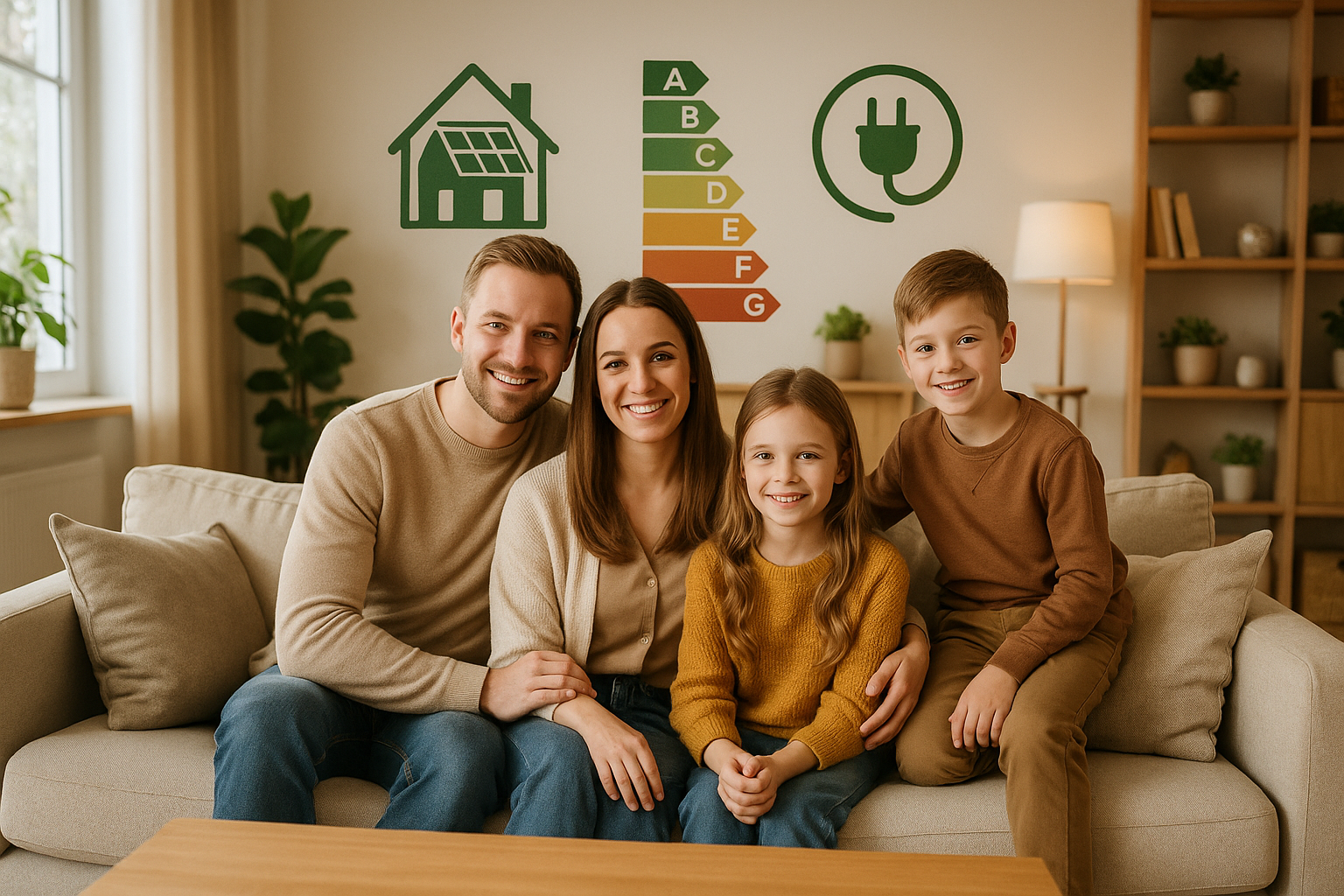 Polska rodzina w domu z magazynem energii