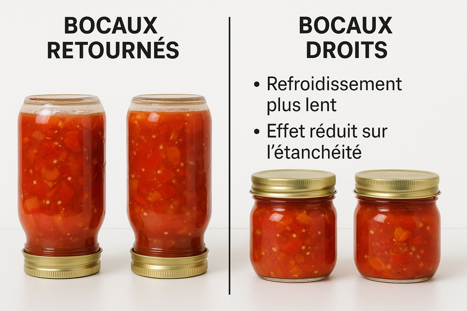 COMPARAISON BOCAUX RETOURNÉS VERSUS BOCAUX DROITS