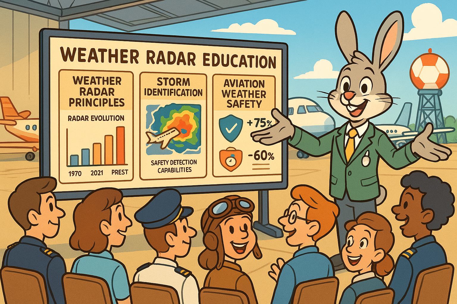Radar Rabbit presenting weather safety education