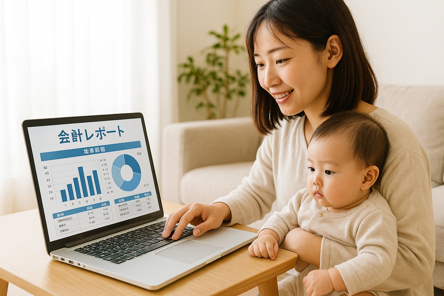 育児と経理業務の両立イメージ