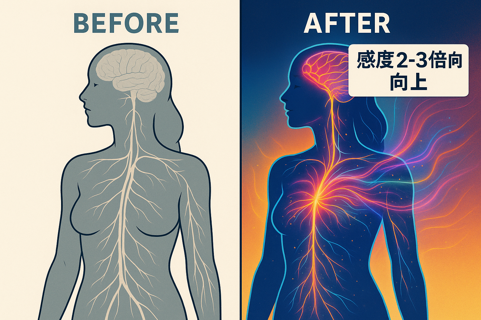 感度向上の before/after 比較図