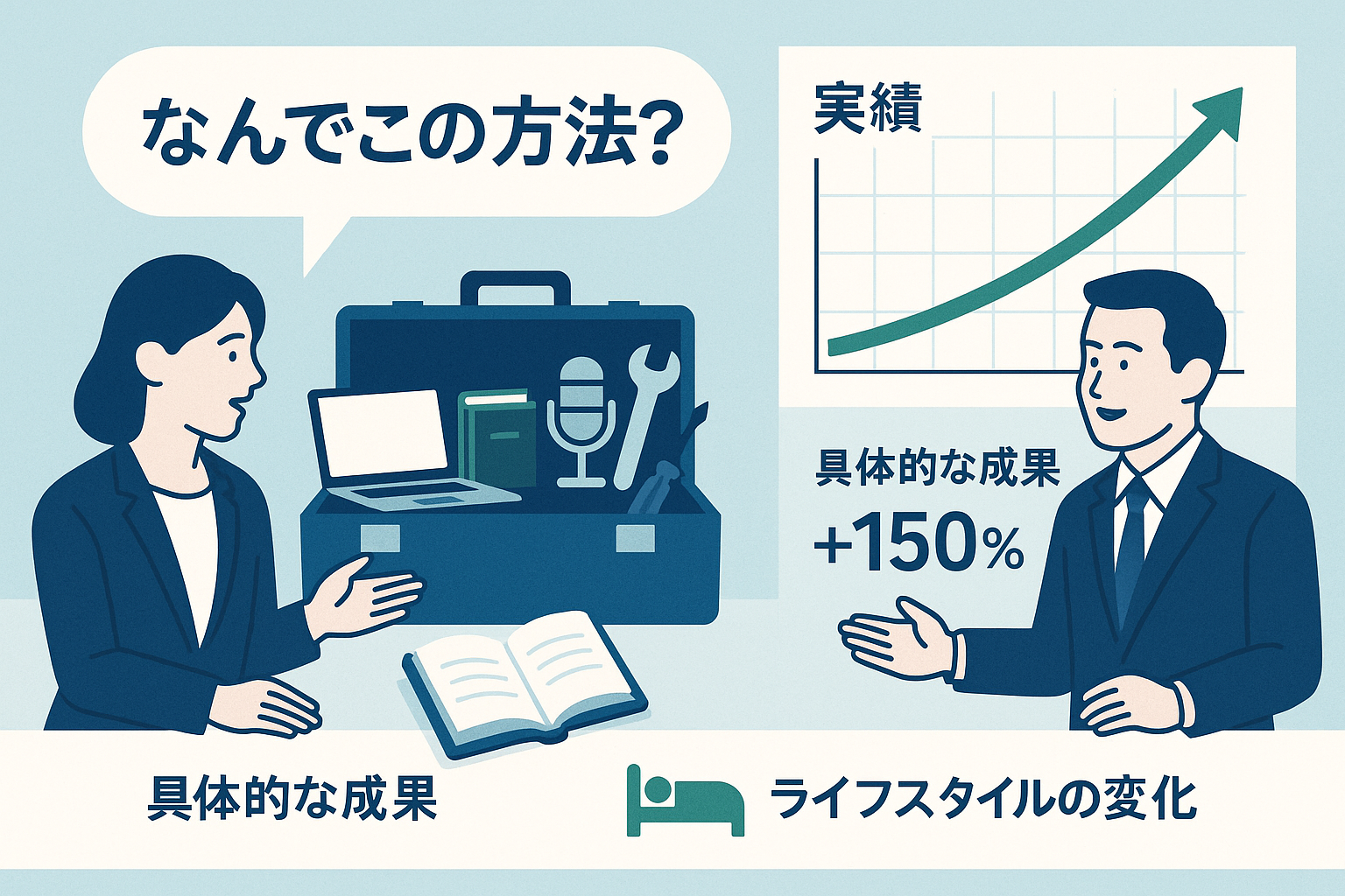 手段・方法選択の対話シーンイラスト