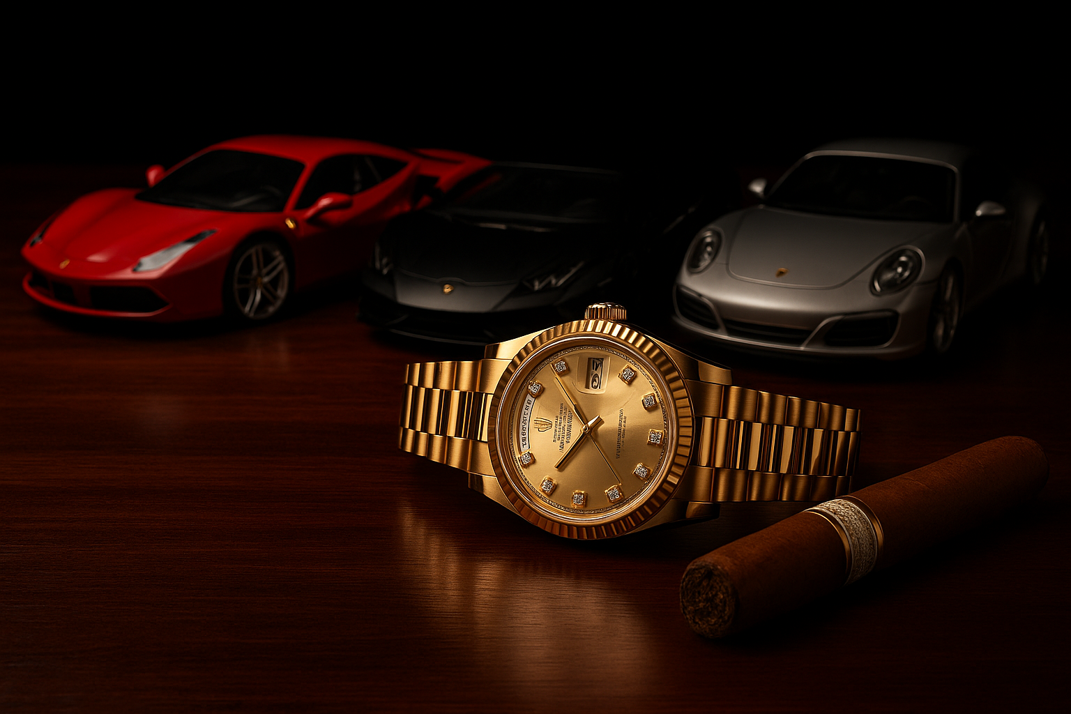 Luxus Sportwagen mit Rolex