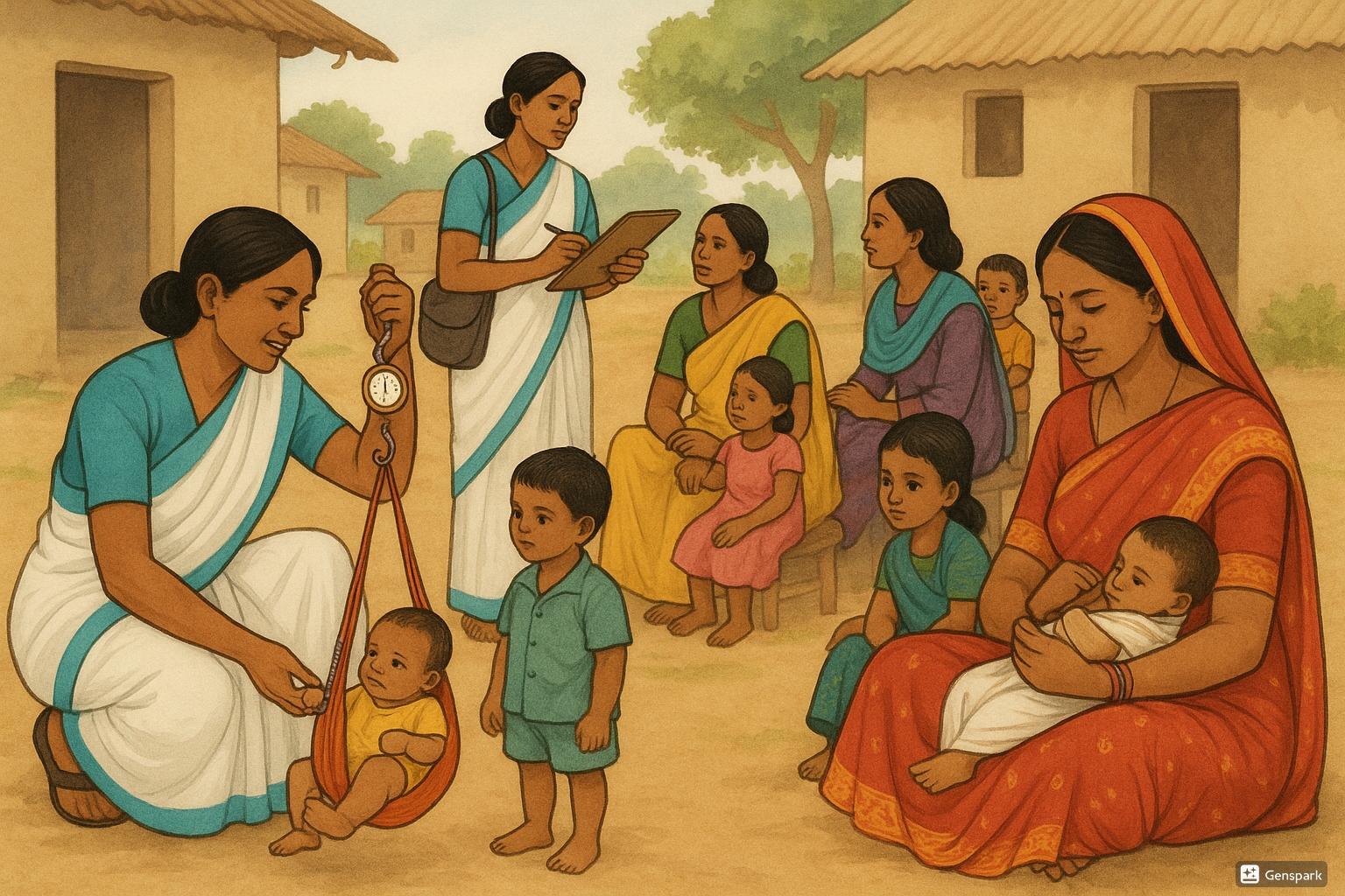 Community healthcare workers providing maternal and child health services in rural India