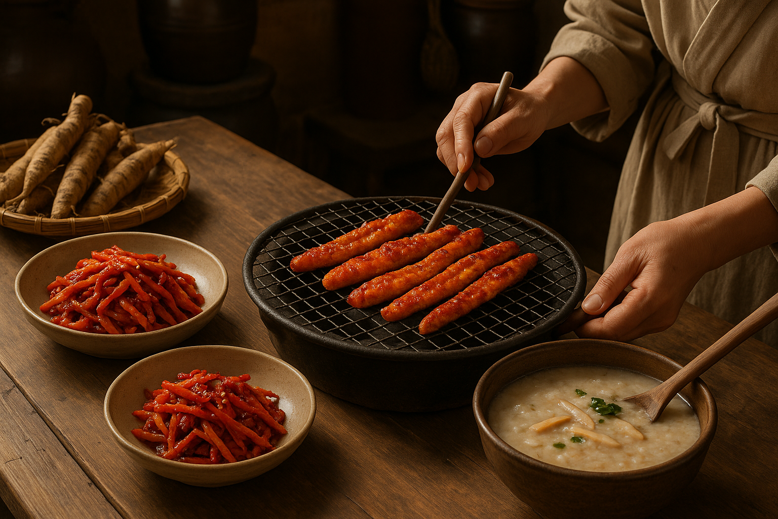 다양한 더덕 요리 장면